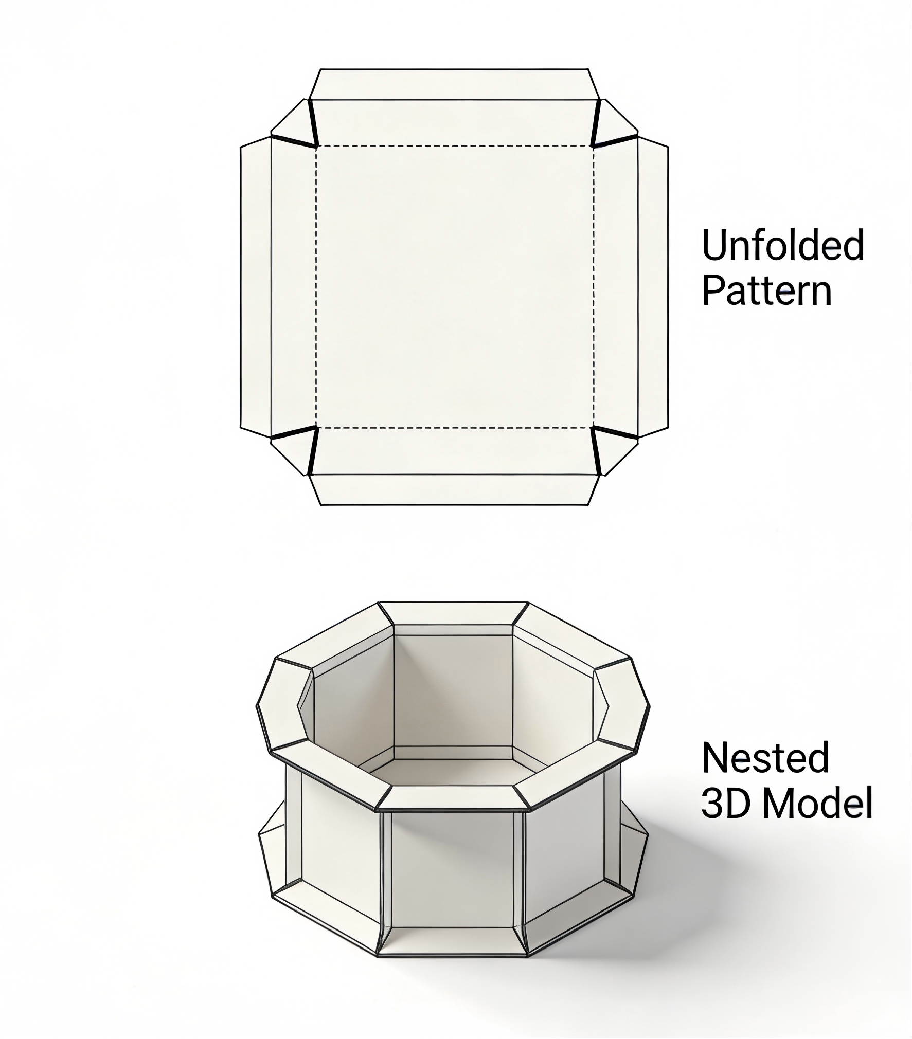 Figure 4 Square-to-Round Part Expanded Blank & Original Inefficient Nesting