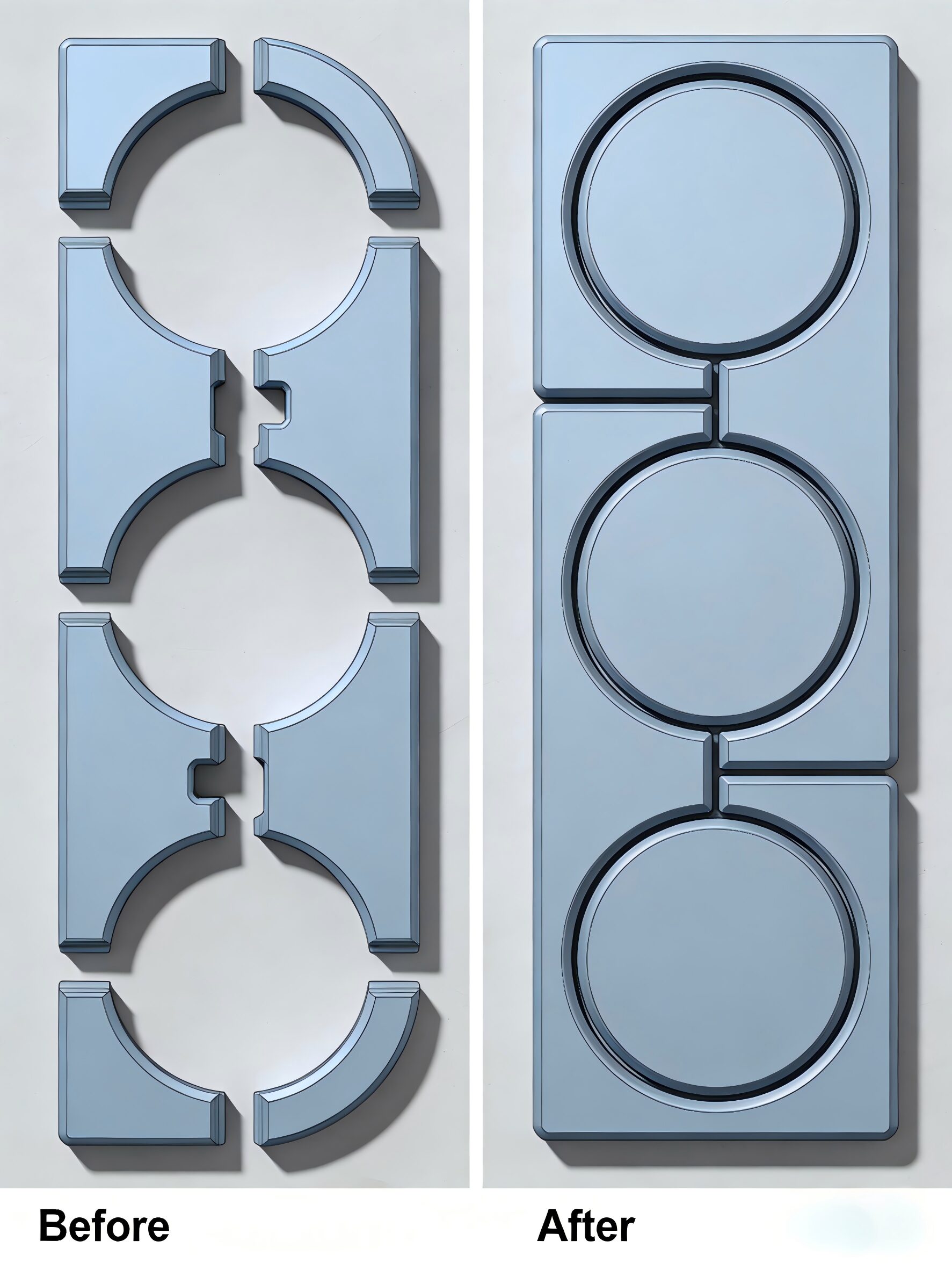 Figure 5 Nesting Effect Comparison – Before vs. After Optimization for Square-to-Round Blanks